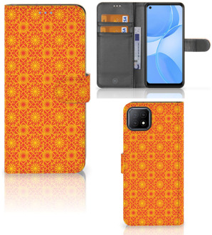 B2Ctelecom Wallet Book Case OPPO A73 5G Telefoonhoesje Batik Orange