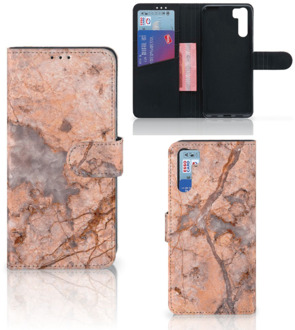 B2Ctelecom Wallet Book Case OPPO A91 | Reno3 Telefoon Hoesje Marmer Oranje