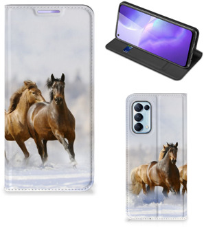 B2Ctelecom Wallet Book Case OPPO Find X3 Lite Smart Cover Hoesje Paarden