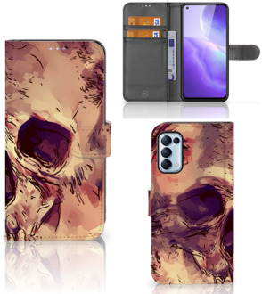 B2Ctelecom Wallet Book Case OPPO Find X3 Lite Smartphone Hoesje Skullhead