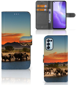 B2Ctelecom Wallet Book Case OPPO Find X3 Lite Telefoon Hoesje Olifanten