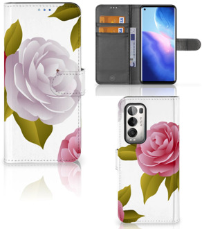 B2Ctelecom Wallet Book Case OPPO Find X3 Neo 5G Telefoon Hoesje Cadeau voor haar Roses