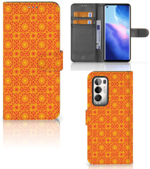 B2Ctelecom Wallet Book Case OPPO Find X3 Neo 5G Telefoonhoesje Batik Orange