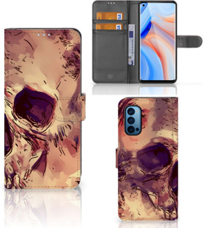 B2Ctelecom Wallet Book Case OPPO Reno 4 Pro 5G Smartphone Hoesje Skullhead