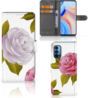 B2Ctelecom Wallet Book Case OPPO Reno 4 Pro 5G Telefoon Hoesje Cadeau voor haar Roses