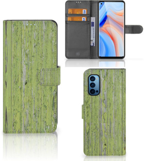 B2Ctelecom Wallet Book Case OPPO Reno 4 Pro 5G Telefoon Hoesje Green Wood