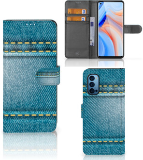 B2Ctelecom Wallet Book Case OPPO Reno 4 Pro 5G Telefoon Hoesje Jeans