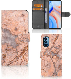 B2Ctelecom Wallet Book Case OPPO Reno 4 Pro 5G Telefoon Hoesje Marmer Oranje