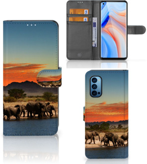 B2Ctelecom Wallet Book Case OPPO Reno 4 Pro 5G Telefoon Hoesje Olifanten