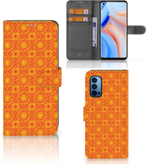 B2Ctelecom Wallet Book Case OPPO Reno 4 Pro 5G Telefoonhoesje Batik Orange