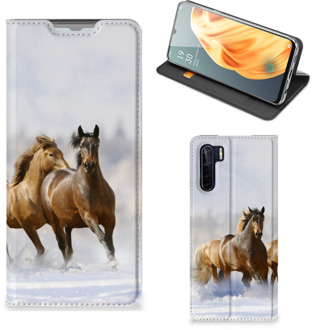 B2Ctelecom Wallet Book Case OPPO Reno3 | A91 Smart Cover Hoesje Paarden