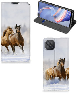 B2Ctelecom Wallet Book Case OPPO Reno4 Z 5G Smart Cover Hoesje Paarden