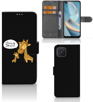 B2Ctelecom Wallet Book Case OPPO Reno4 Z GSM Hoesje Giraffe