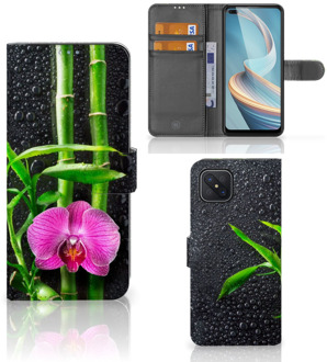 B2Ctelecom Wallet Book Case OPPO Reno4 Z Hoesje Orchidee