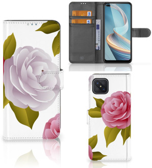 B2Ctelecom Wallet Book Case OPPO Reno4 Z Telefoon Hoesje Cadeau voor haar Roses