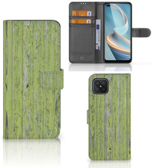 B2Ctelecom Wallet Book Case OPPO Reno4 Z Telefoon Hoesje Green Wood