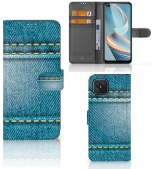 B2Ctelecom Wallet Book Case OPPO Reno4 Z Telefoon Hoesje Jeans