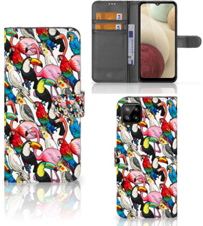 B2Ctelecom Wallet Book Case Samsung Galaxy A12 Telefoon Hoesje Birds