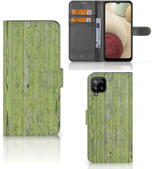 B2Ctelecom Wallet Book Case Samsung Galaxy A12 Telefoon Hoesje Green Wood