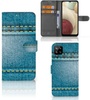 B2Ctelecom Wallet Book Case Samsung Galaxy A12 Telefoon Hoesje Jeans