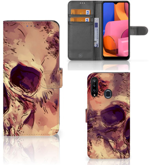 B2Ctelecom Wallet Book Case Samsung Galaxy A20s Smartphone Hoesje Skullhead