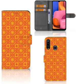 B2Ctelecom Wallet Book Case Samsung Galaxy A20s Telefoonhoesje Batik Orange