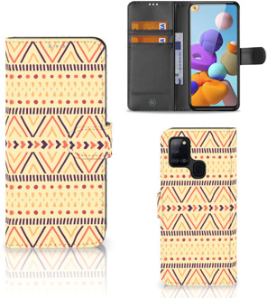 B2Ctelecom Wallet Book Case Samsung Galaxy A21s GSM Hoesje Aztec Yellow