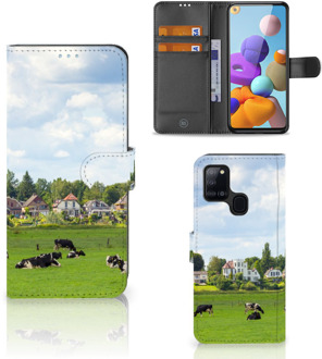 B2Ctelecom Wallet Book Case Samsung Galaxy A21s Smartphone Hoesje Hollandse Koeien