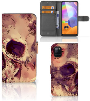 B2Ctelecom Wallet Book Case Samsung Galaxy A31 Smartphone Hoesje Skullhead