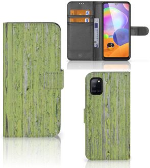 B2Ctelecom Wallet Book Case Samsung Galaxy A31 Telefoon Hoesje Green Wood