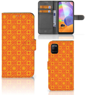 B2Ctelecom Wallet Book Case Samsung Galaxy A31 Telefoonhoesje Batik Orange