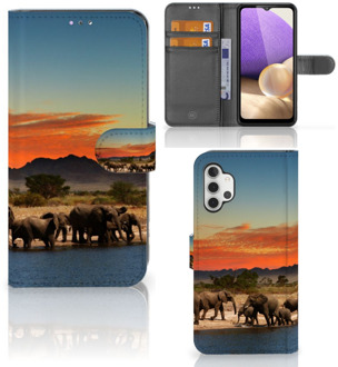 B2Ctelecom Wallet Book Case Samsung Galaxy A32 4G Telefoon Hoesje Olifanten