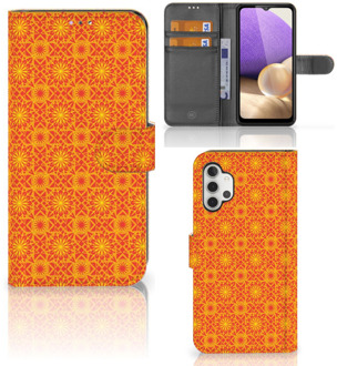 B2Ctelecom Wallet Book Case Samsung Galaxy A32 4G Telefoonhoesje Batik Orange