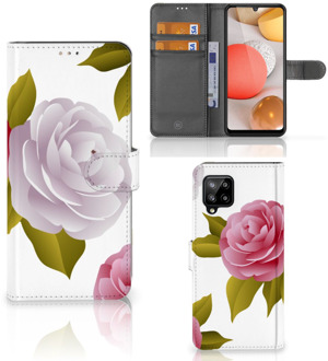 B2Ctelecom Wallet Book Case Samsung Galaxy A42 5G Telefoon Hoesje Cadeau voor haar Roses