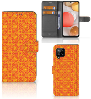 B2Ctelecom Wallet Book Case Samsung Galaxy A42 5G Telefoonhoesje Batik Orange