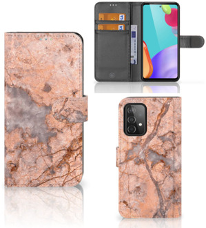 B2Ctelecom Wallet Book Case Samsung Galaxy A52 Telefoon Hoesje Marmer Oranje