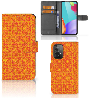 B2Ctelecom Wallet Book Case Samsung Galaxy A52 Telefoonhoesje Batik Orange