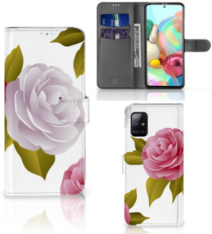 B2Ctelecom Wallet Book Case Samsung Galaxy A71 Telefoon Hoesje Cadeau voor haar Roses