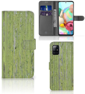 B2Ctelecom Wallet Book Case Samsung Galaxy A71 Telefoon Hoesje Green Wood