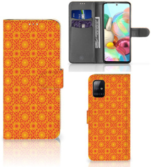 B2Ctelecom Wallet Book Case Samsung Galaxy A71 Telefoonhoesje Batik Orange