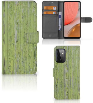 B2Ctelecom Wallet Book Case Samsung Galaxy A72 Telefoon Hoesje Green Wood