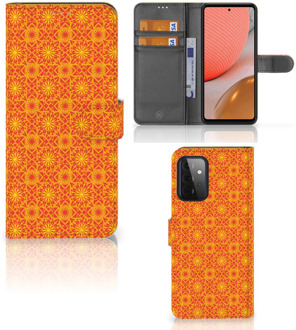 B2Ctelecom Wallet Book Case Samsung Galaxy A72 Telefoonhoesje Batik Orange