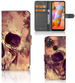 B2Ctelecom Wallet Book Case Samsung Galaxy M11 | A11 Smartphone Hoesje Skullhead