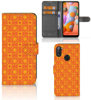 B2Ctelecom Wallet Book Case Samsung Galaxy M11 | A11 Telefoonhoesje Batik Orange