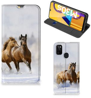 B2Ctelecom Wallet Book Case Samsung Galaxy M21 Smart Cover Hoesje Paarden