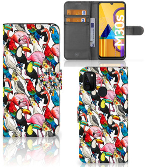 B2Ctelecom Wallet Book Case Samsung Galaxy M21 Telefoon Hoesje Birds