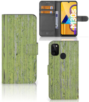 B2Ctelecom Wallet Book Case Samsung Galaxy M21 Telefoon Hoesje Green Wood