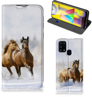 B2Ctelecom Wallet Book Case Samsung Galaxy M31 Smart Cover Hoesje Paarden