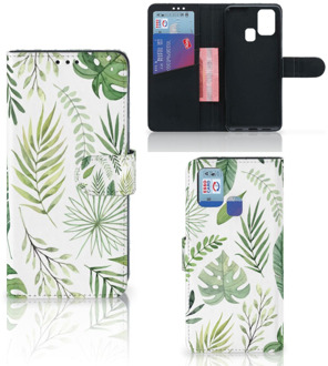 B2Ctelecom Wallet Book Case Samsung Galaxy M31 Smartphone Hoesje Leaves