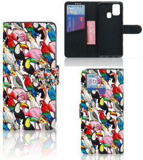 B2Ctelecom Wallet Book Case Samsung Galaxy M31 Telefoon Hoesje Birds